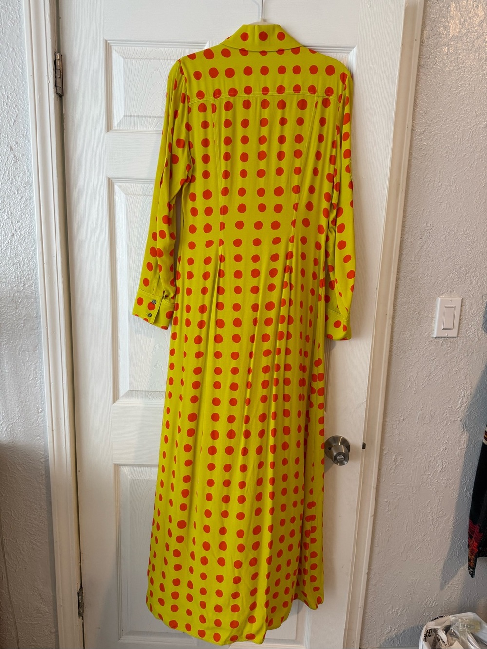 Christopher John Rogers Lime Maxi Dress with Red Polka Dots - Picture 3 of 5